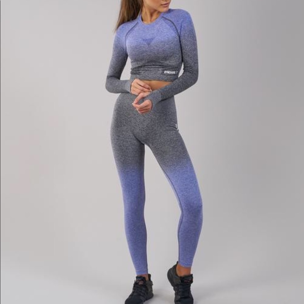 GYMSHARK OMBRE INDIGO/ BLACK SEAMLESS LEGGINGS
